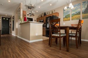 PVC Vinyl & Gray Carpet flooring kitchen and breakfast nook