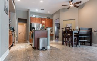 Wood-Look Tile Flooring in Kitchen and Dining area
