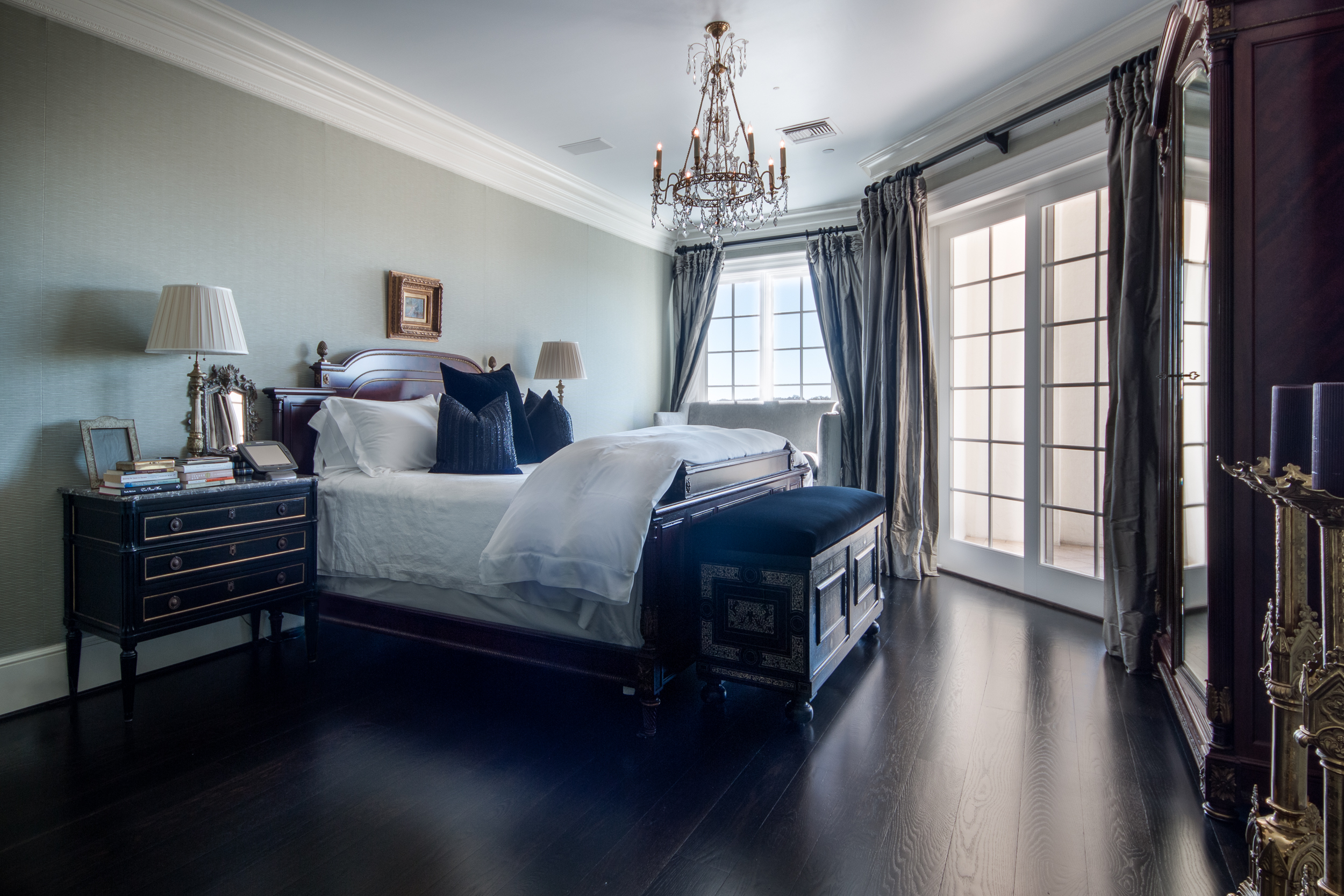 Custom Black Oak Flooring in Bedroom