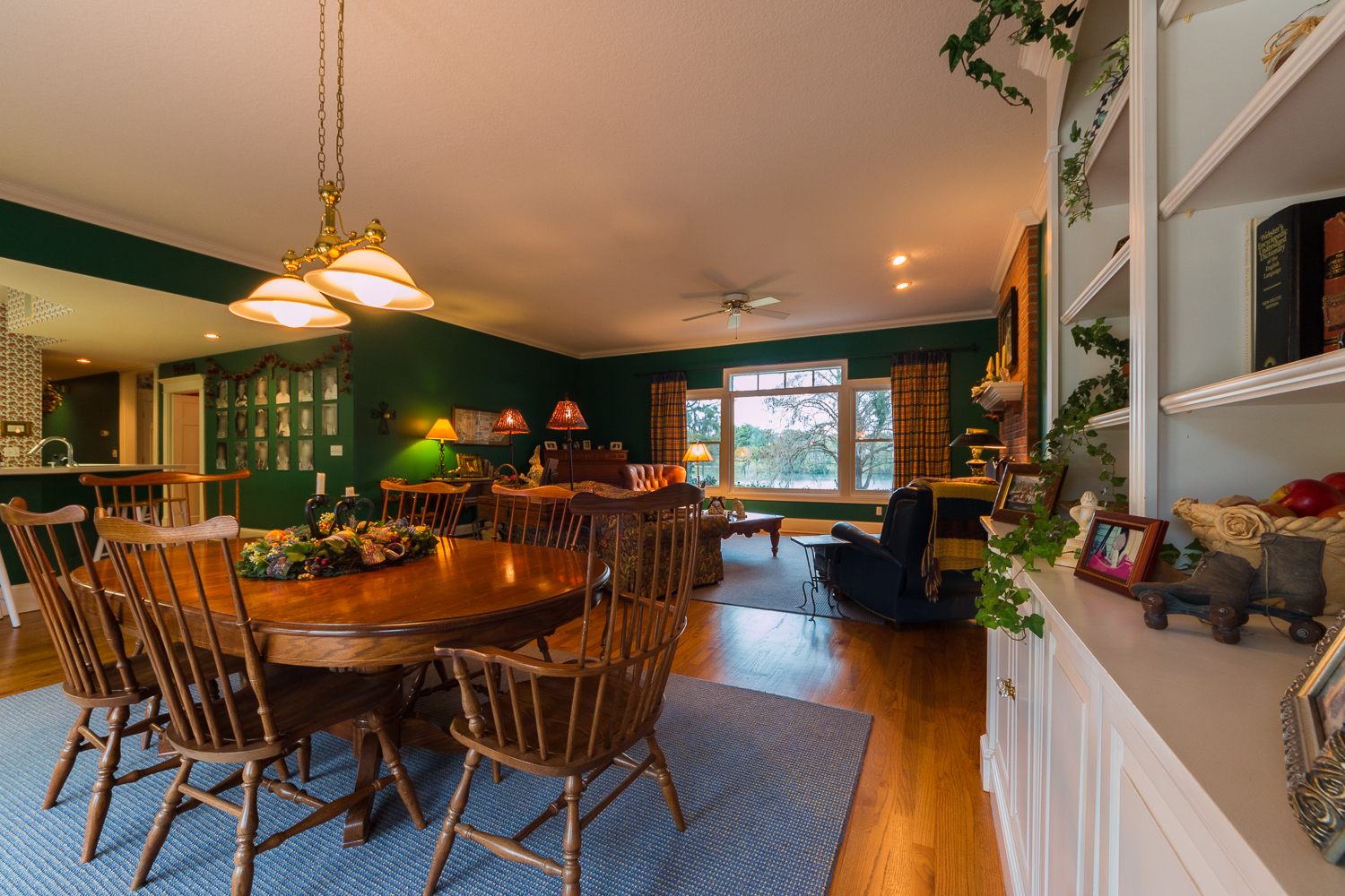Gunstock Solid Oak flooring living room, dining room and kitchen