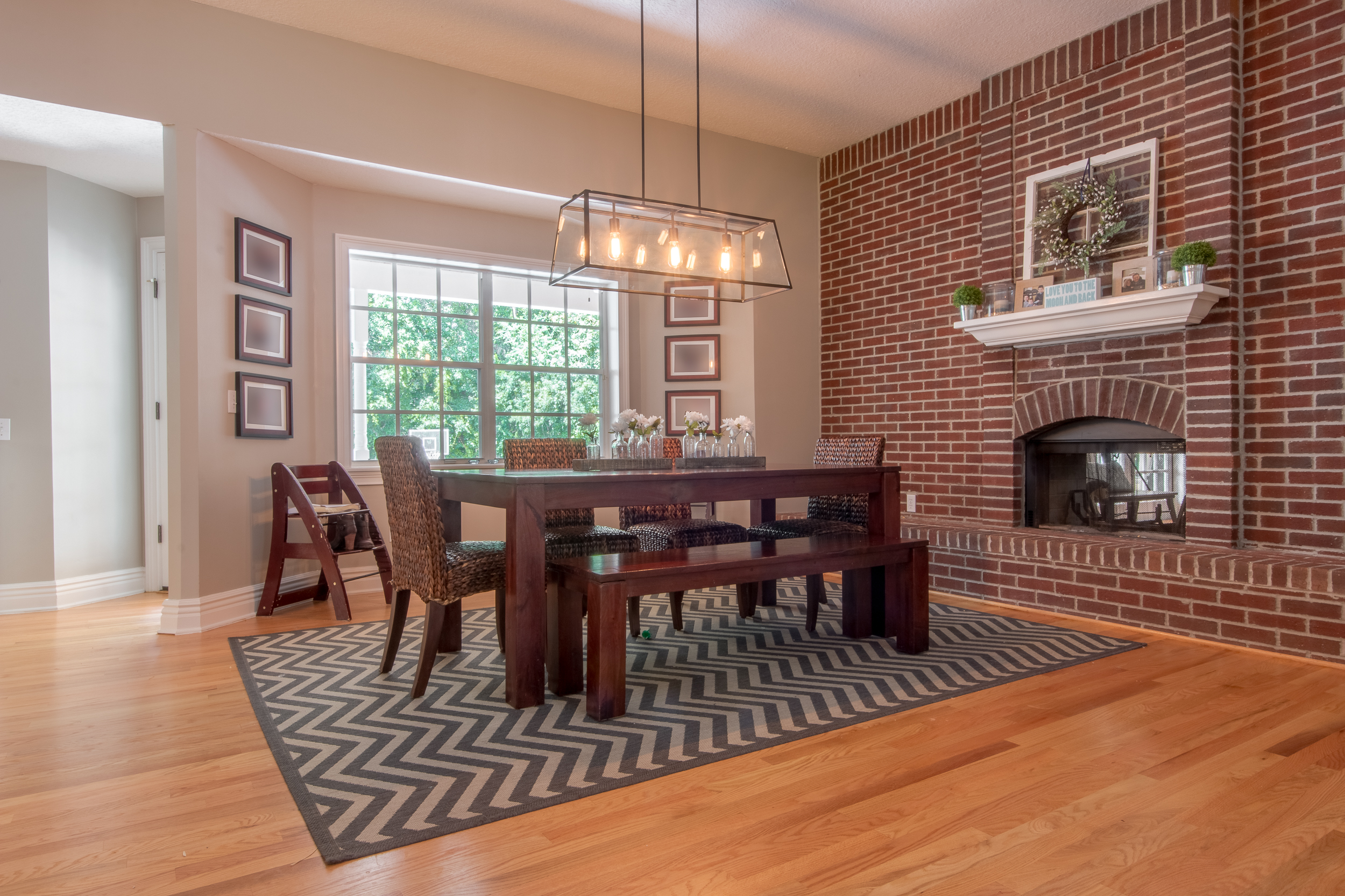 Natural Solid Oak flooring dining room