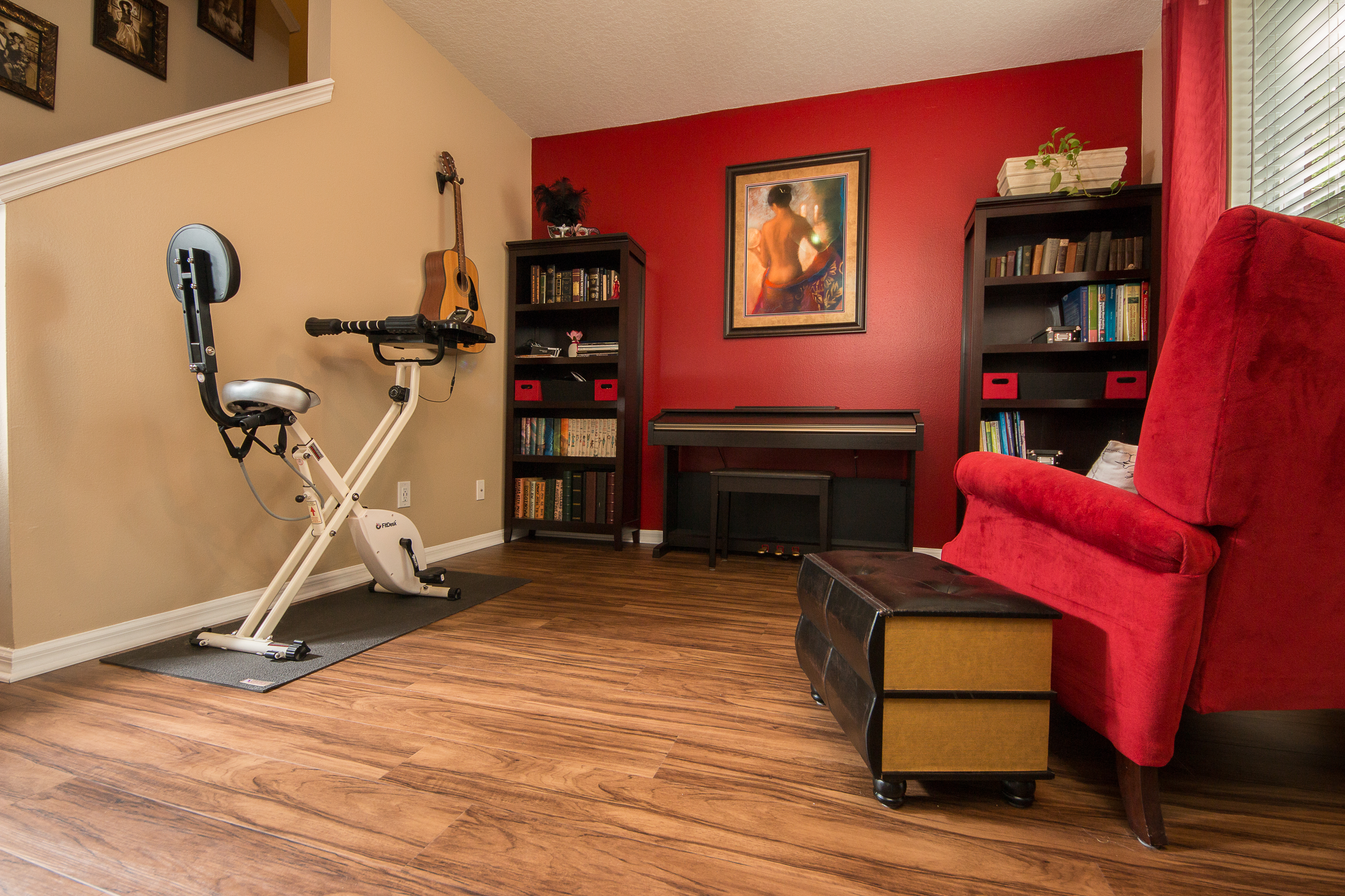 PVC Vinyl & Gray Carpet flooring piano room and workout area