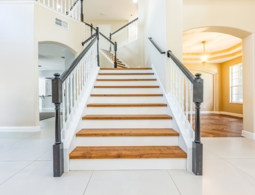 9.5” Symphony Rondo French Oak with Herringbone and Custom Stair Treads